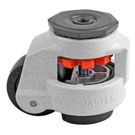 Leveling Caster, 63 Mm Nylon Wheel, 1/2-13 Stem, Swivel, 550 Kg Cap, NBR Foot Pad, Ivory